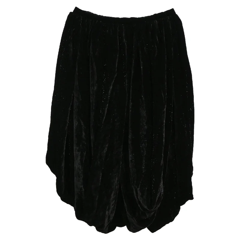 Alaïa Mini Asymmetrical Glittered Balloon Skirt in Black Velvet