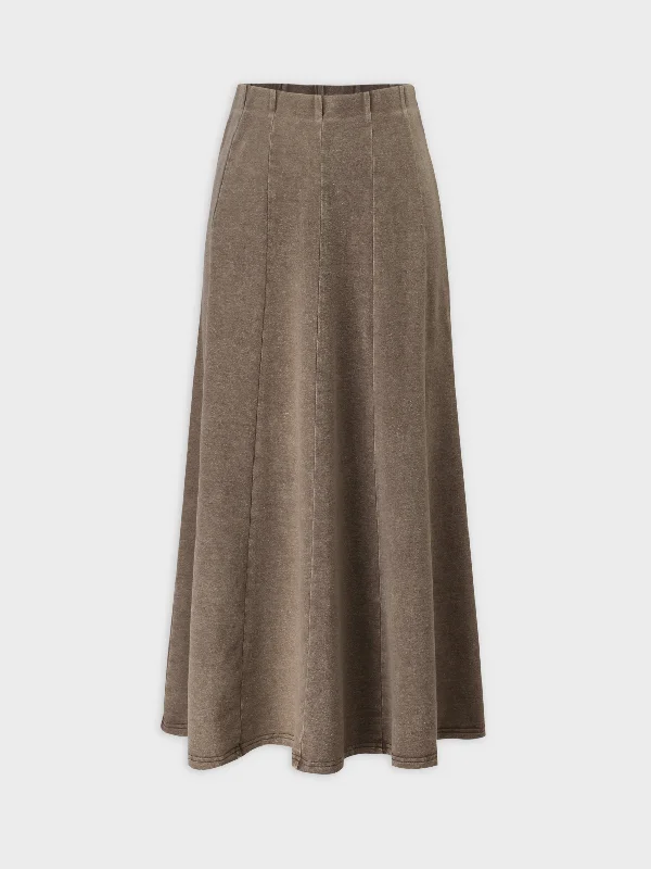 Jersey Paneled Skirt 37"-Washed Taupe