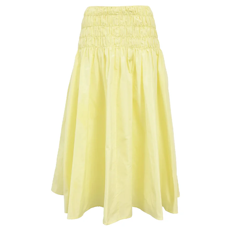 Maje Shirred Taffeta Midi skirt in Yellow Polyester