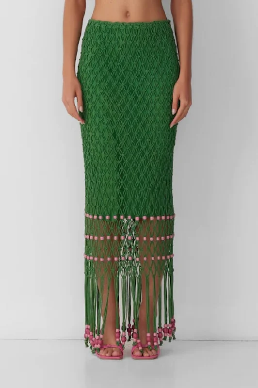 Reis Beaded Macrame Skirt Emerald