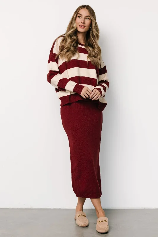 Carlotta Sweater + Skirt Set | Burgundy + Cream