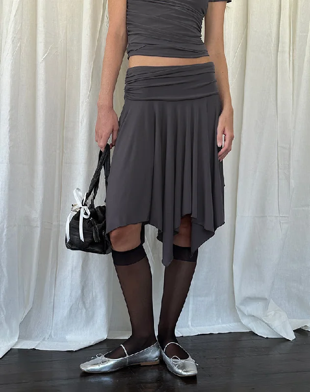 Norali Waterfall Midi Skirt in Grey