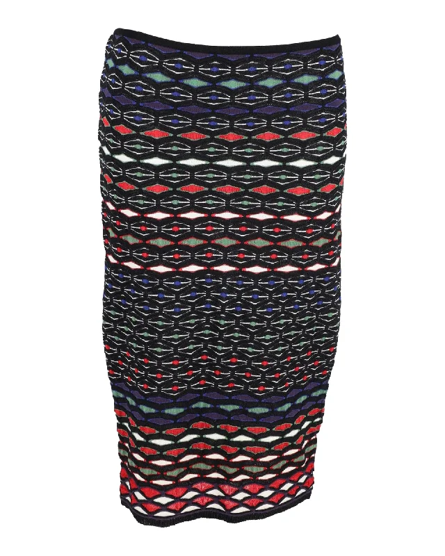 Missoni Knitted Bodycon Midi Skirt in Multicolor Viscose