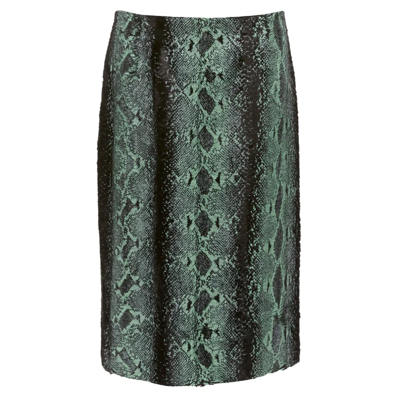 Dries Van Noten Painted Snake Print Furry Midi Skirt