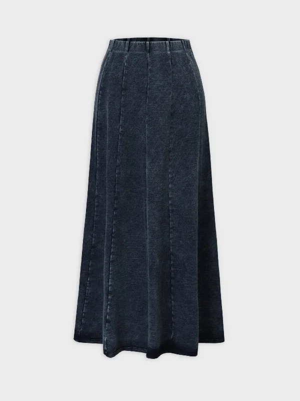 Jersey Paneled Skirt 33"-Blue