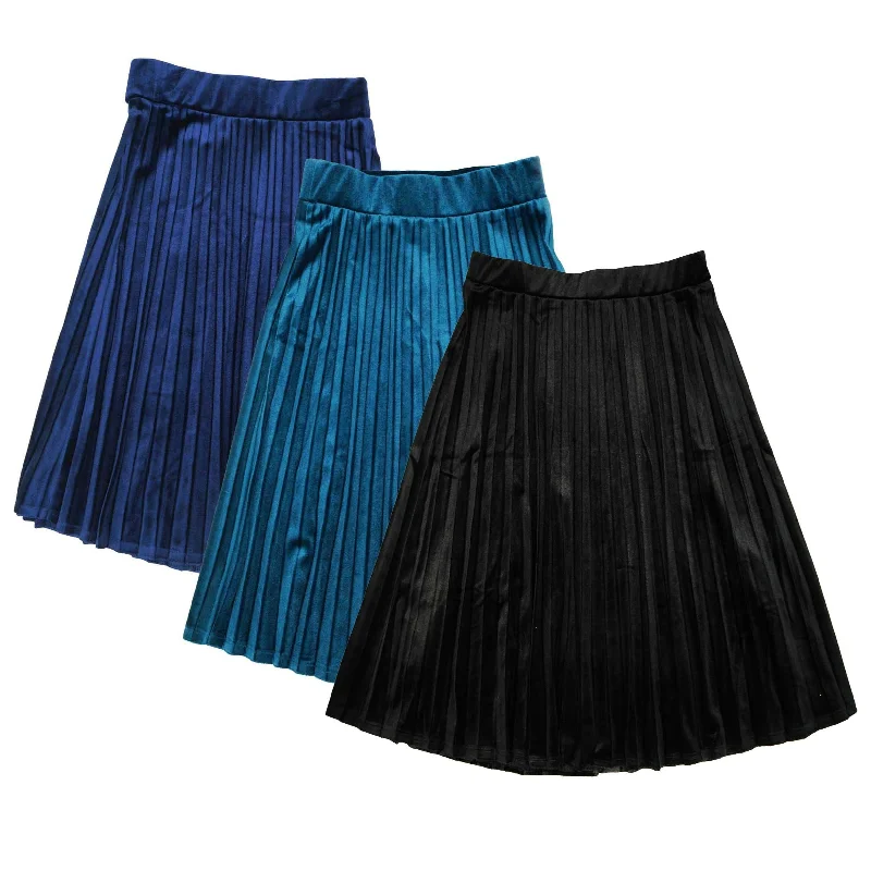 Girls Velour Pleat Skirt