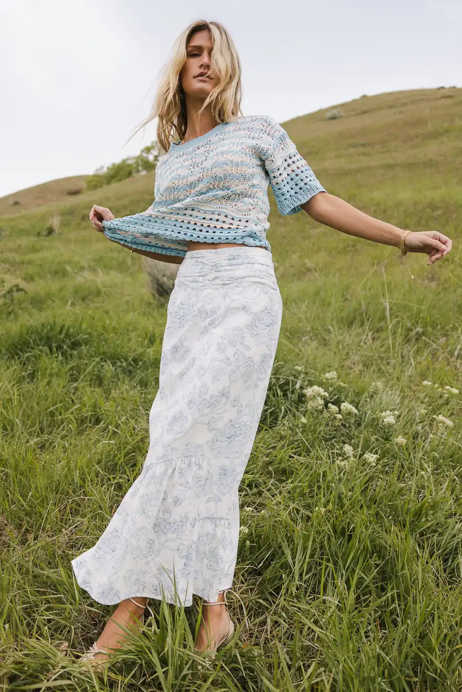 Bastien Floral Skirt in Blue