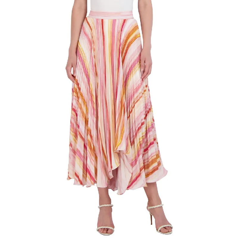 Womens Pleated Mid Calf Midi Skirt