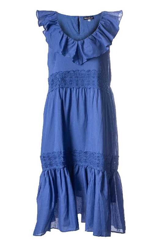 100% Cotton Voile Dress | MED BLUE | 6423A1