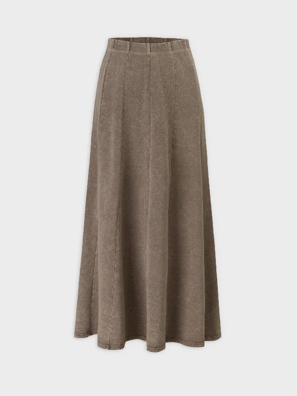 Jersey Paneled Skirt 33"-Washed Taupe