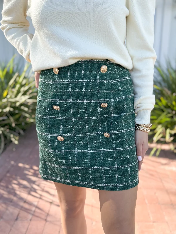 The Wyatt Tweed Short Skirt-Green