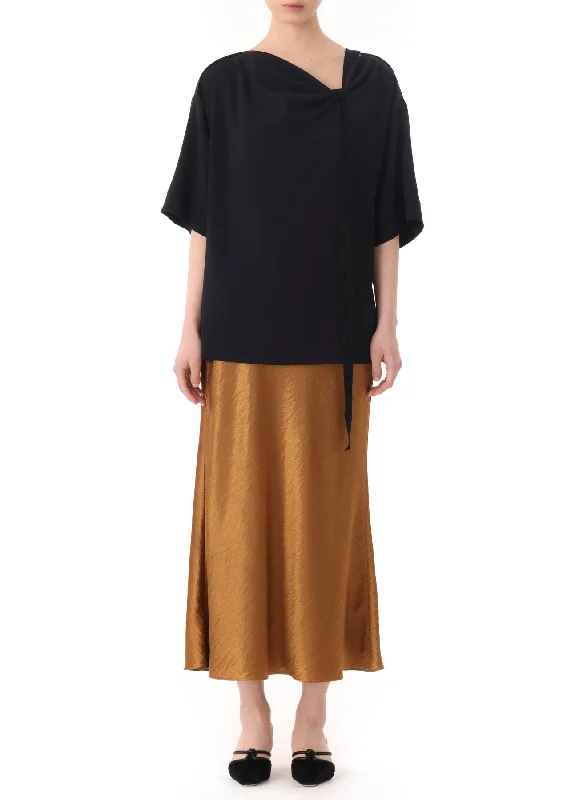 Hammered Satin Midi Slip Skirt