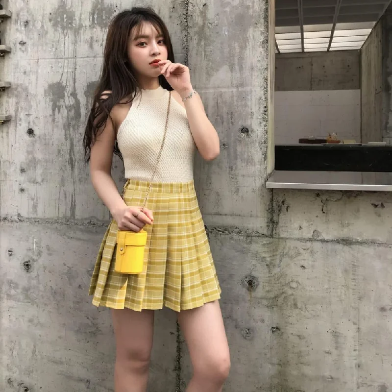 KittenAlarm - Cute Colors Plaid Short Skirts