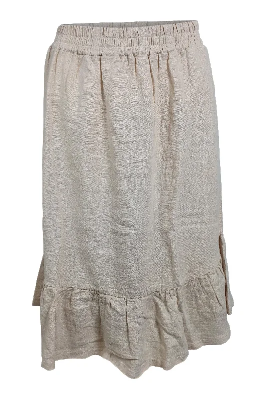 BEAUMONT ORGANIC Rose Bone Peplum Hem Mini Skirt (S)