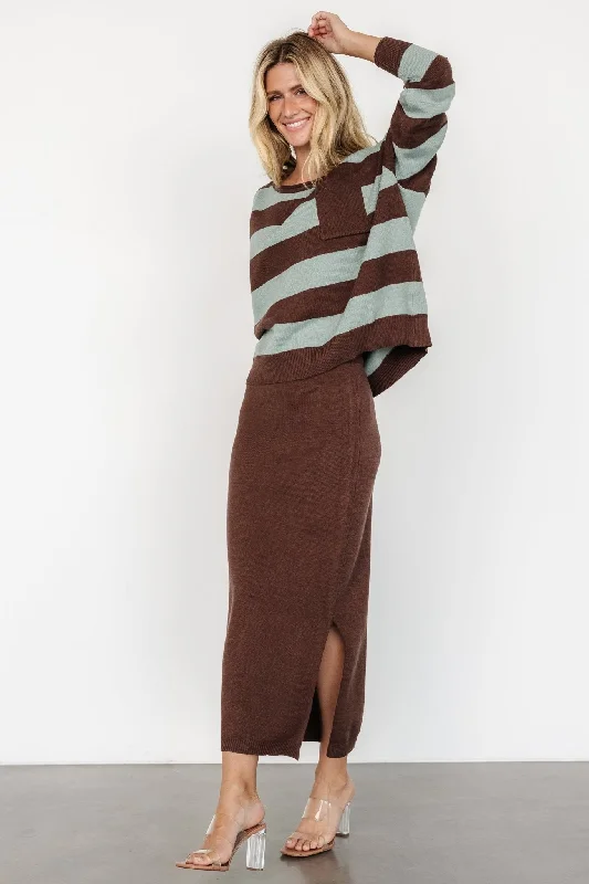 Carlotta Sweater + Skirt Set | Brown + Turquoise