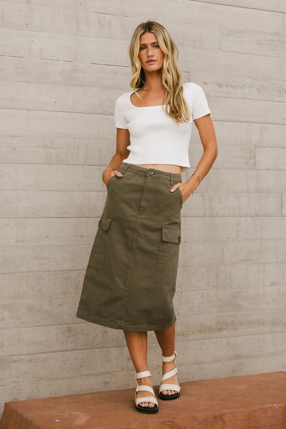 Damon Cargo Skirt in Olive