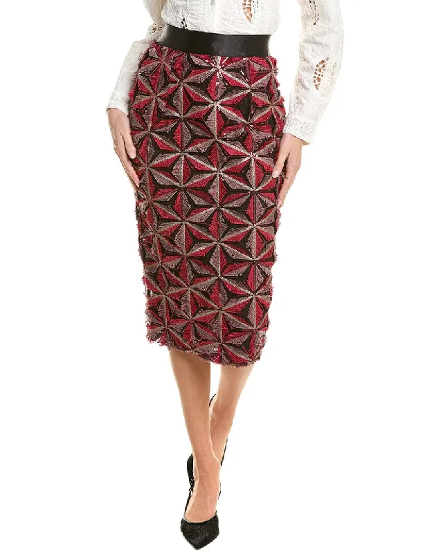 Gracia Sequin Beaded Pinwheel Midi Skirt