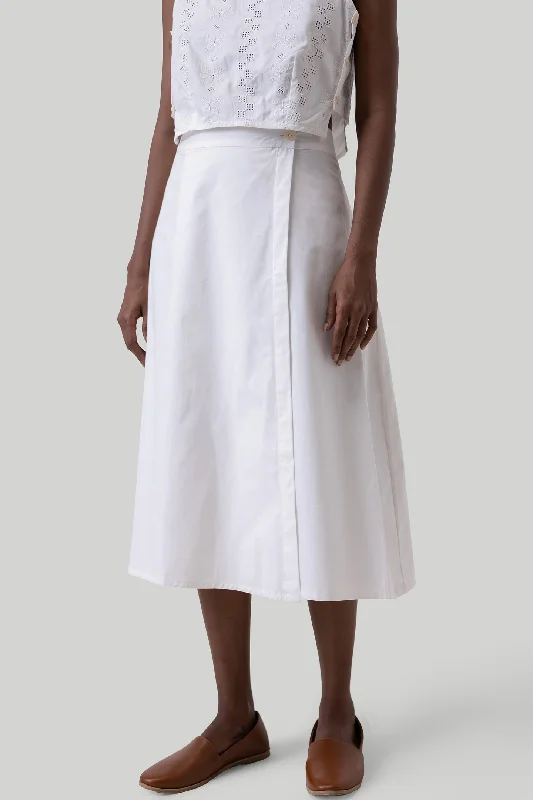 Overlap Midi Skirt in White