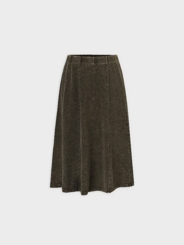 Jersey Paneled Skirt 24"-Washed Olive