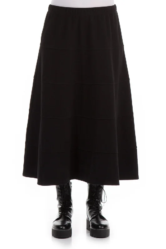 Black Cotton Jersey Bell Skirt