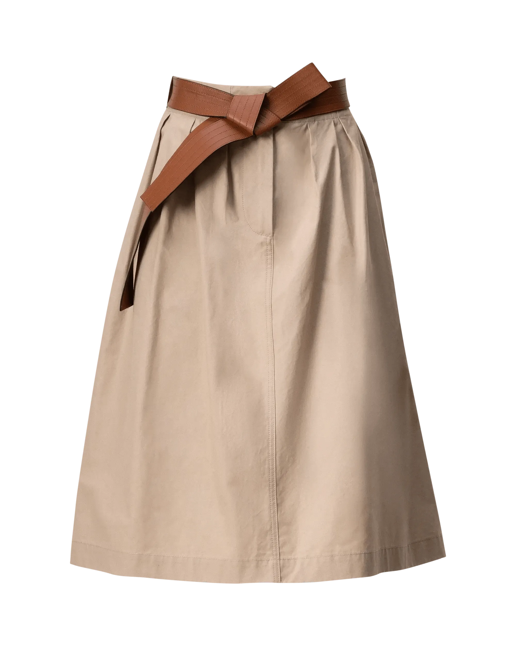 Belted A-Line Midi Skirt