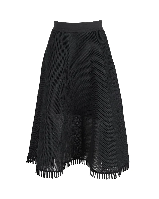 DKNY Mesh Midi Skirt in Black Polyester