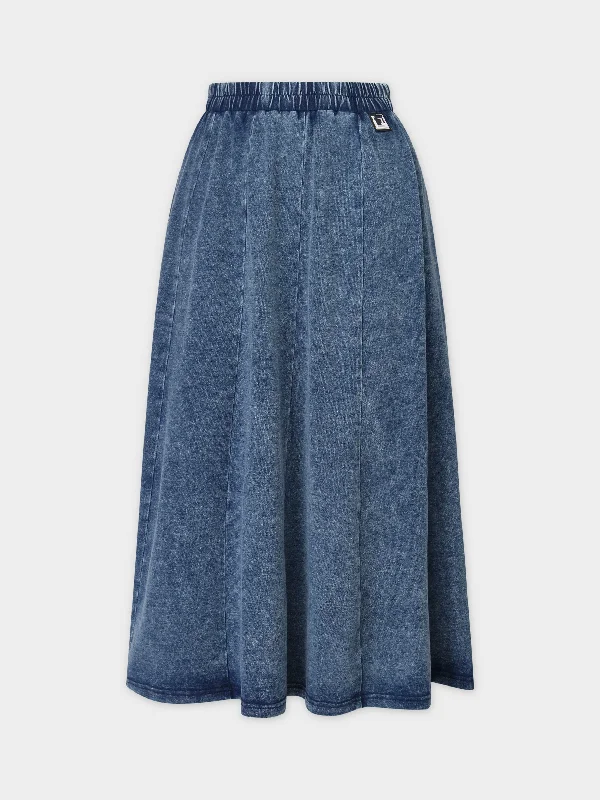 SLOUCHED SKIRT 30"-WASHED DENIM