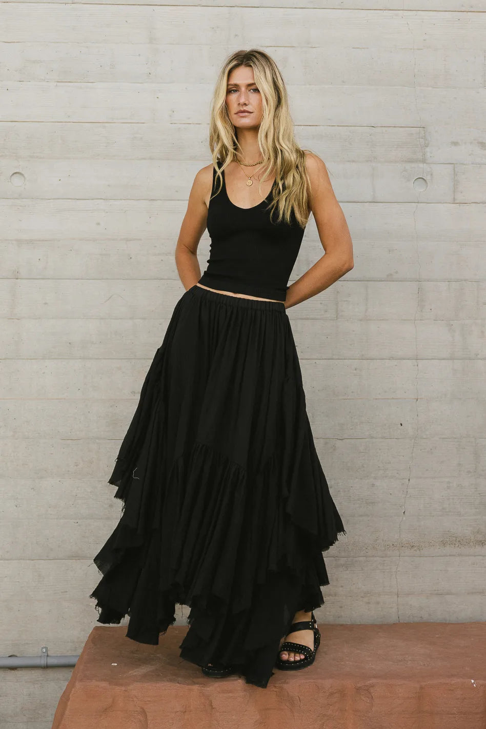 Augusta Handkerchief Skirt in Black