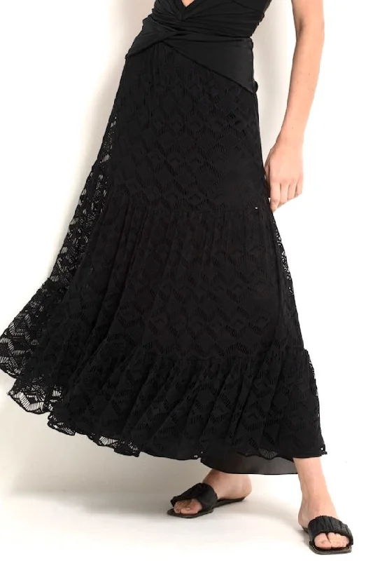 Crochet Midi Skirt Black