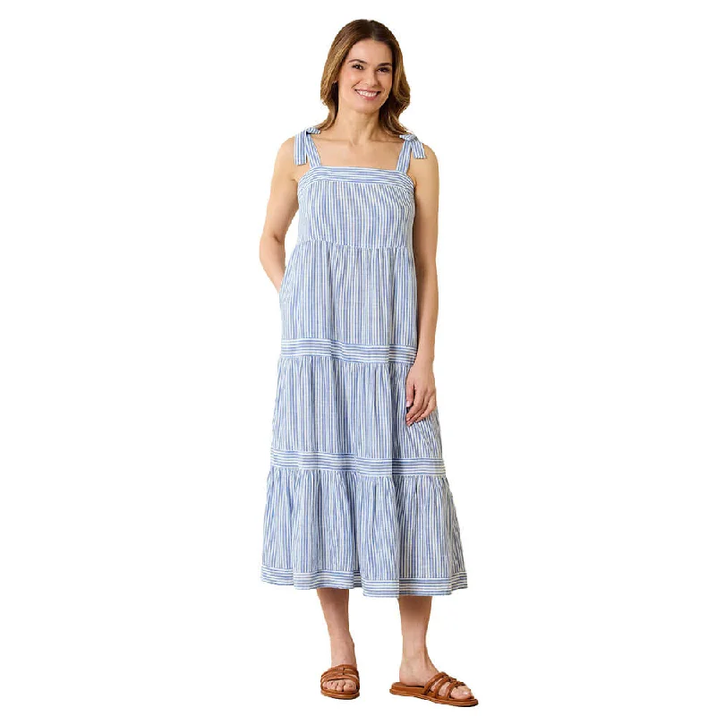 Tommy Bahama Shoreline Stripe Square Neck Dress* Cover Up - Beaming Blue*