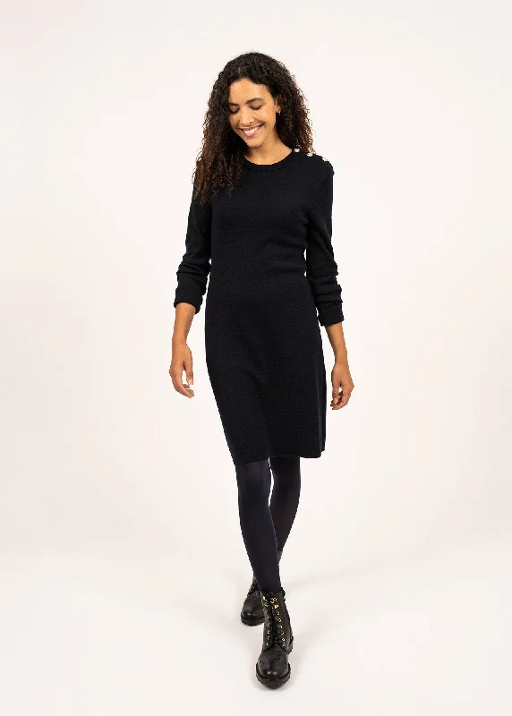 Grande Marée jumper dress - plain, in wool (NAVY)