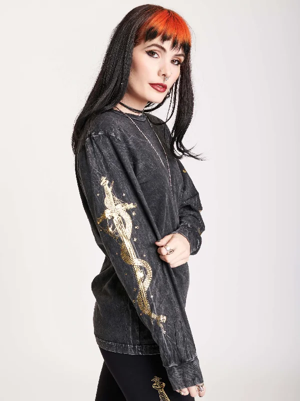 Mineral Wash Gold Dagger Long Sleeve