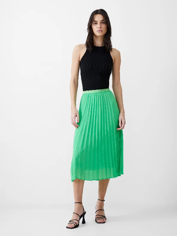 Pleat Georgette Midi Skirt