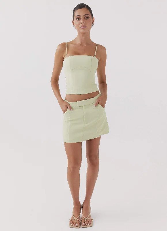 Eliana Suit Mini Skirt - Green Zest