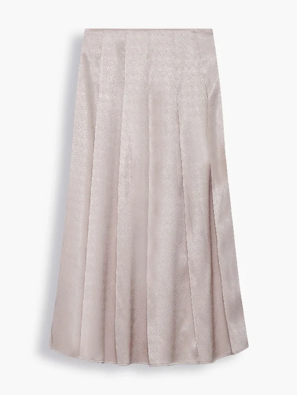 Pleated Midi Skirt in Champagne