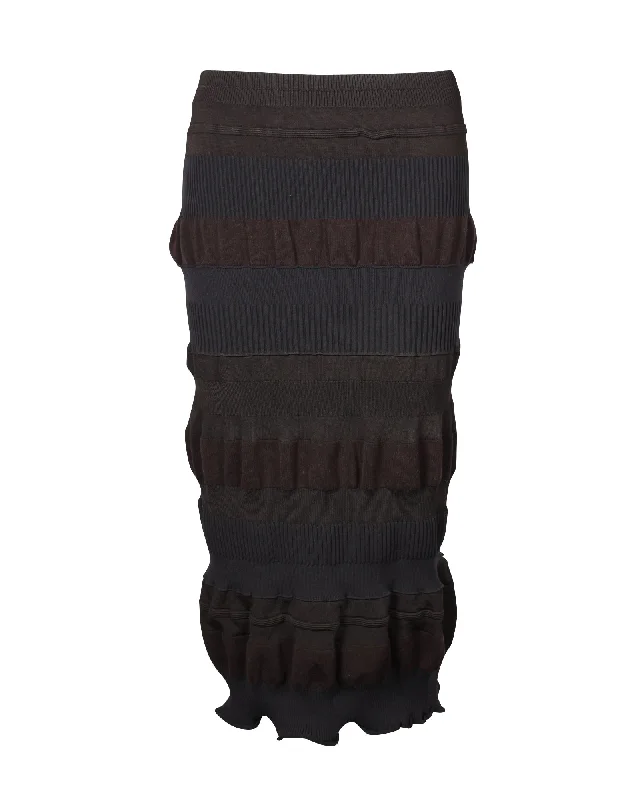 Acne Studios Paneled Midi Skirt in Brown Polyester