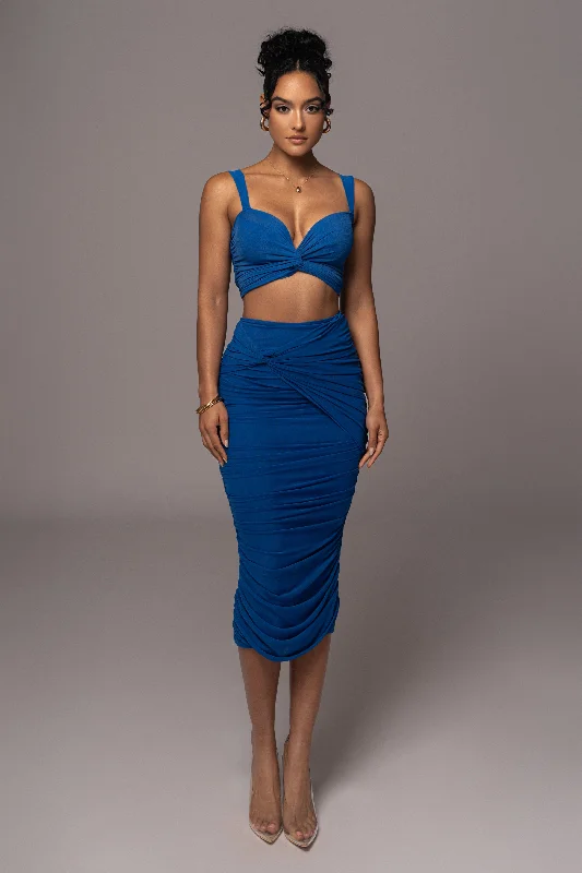 Royal Blue Extend Your Stay Skirt Set