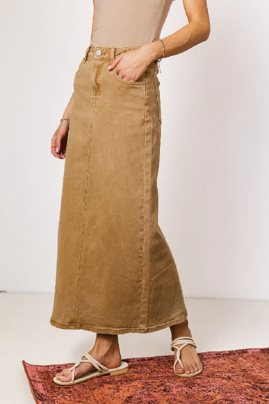 Harley Denim Midi Skirt in Mocha - FINAL SALE