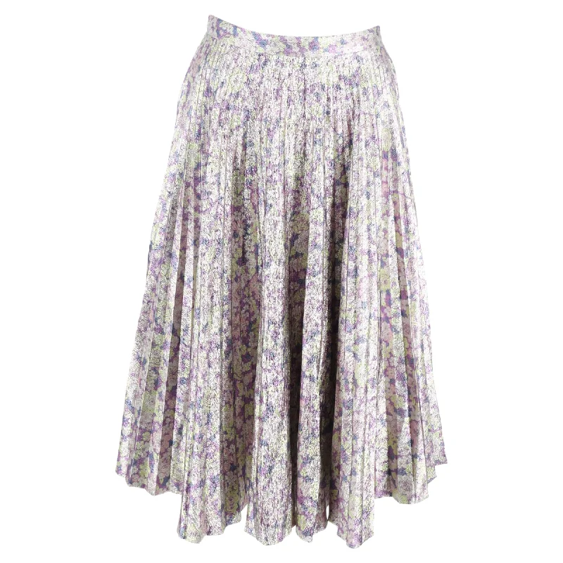 Stella Mccartney Metallic Floral Print Midi Skirt in Multicolor Polyester