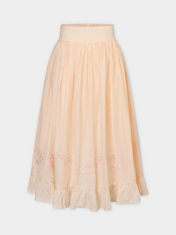 Eyelet Trimmed Skirt-Peach