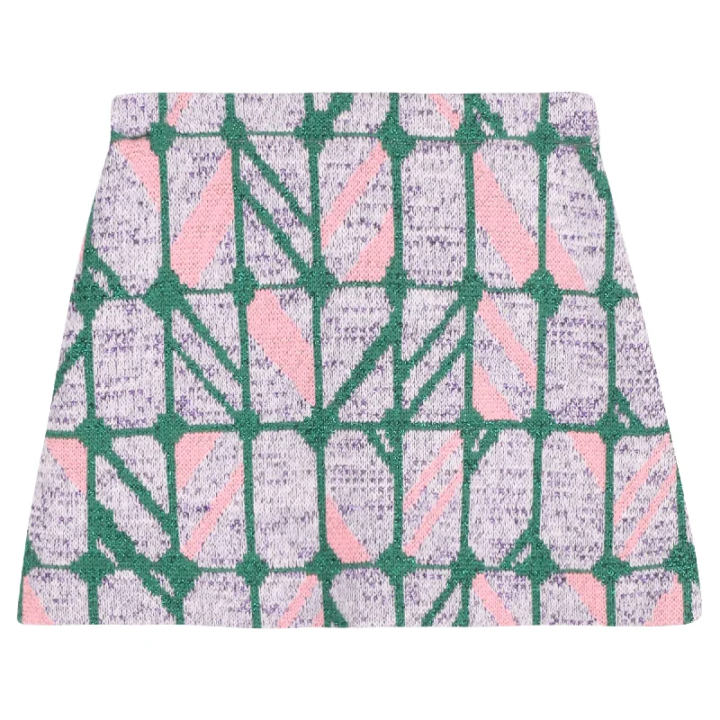 Miu Miu Printed Knitted Mini Skirt in Purple Cotton