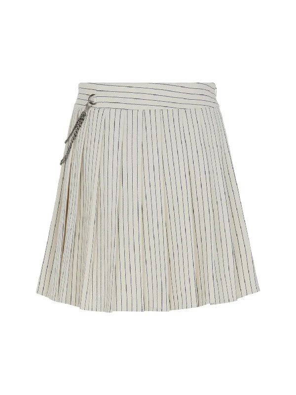 Striped Pleated Mini Skirt