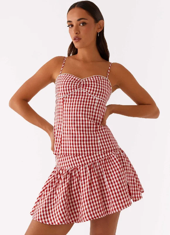 Bellamy Mini Skirt - Red Gingham