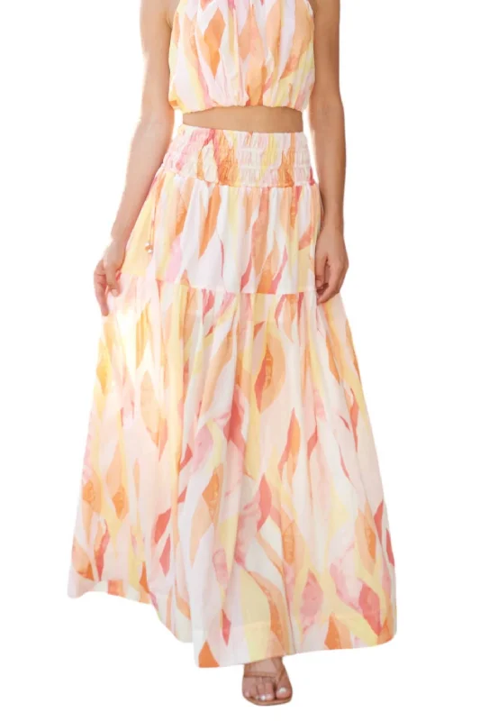 Amalfi Midi Skirt In Coral