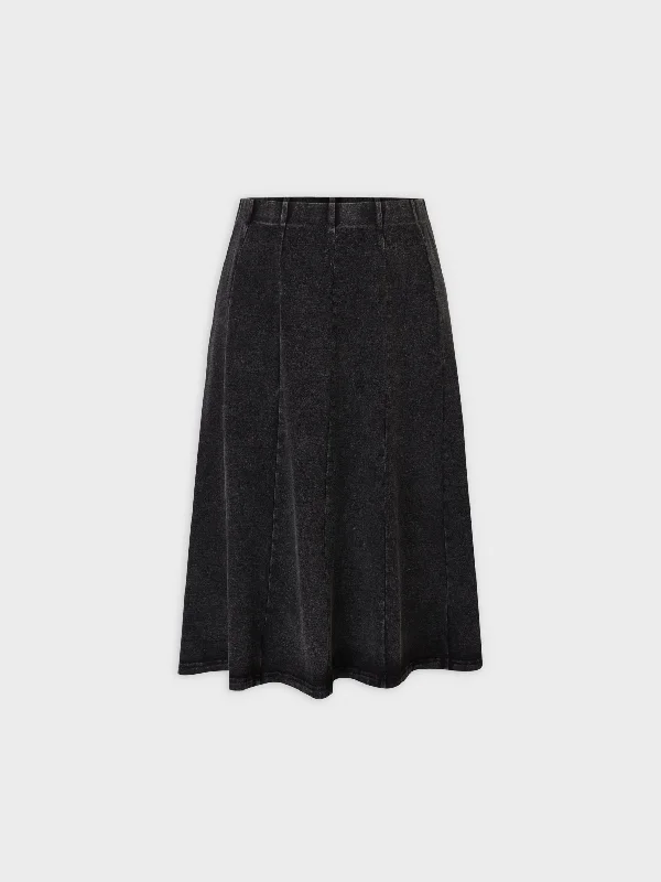 Jersey Paneled Skirt 24"-Black