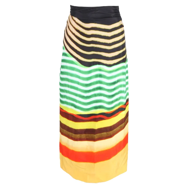 Dries Van Noten Stan Printed Midi Skirt in Multicolor Satin