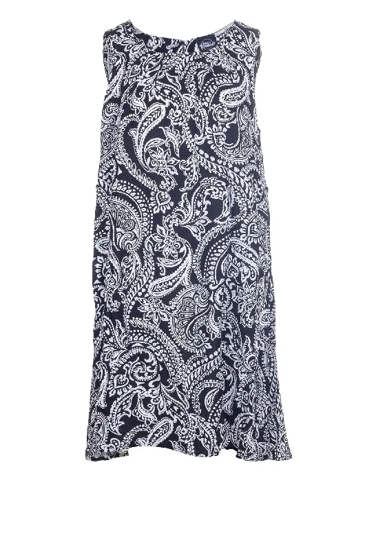 100% Rayon Dress | BLACK WHITE PAISLEY | 7335A1