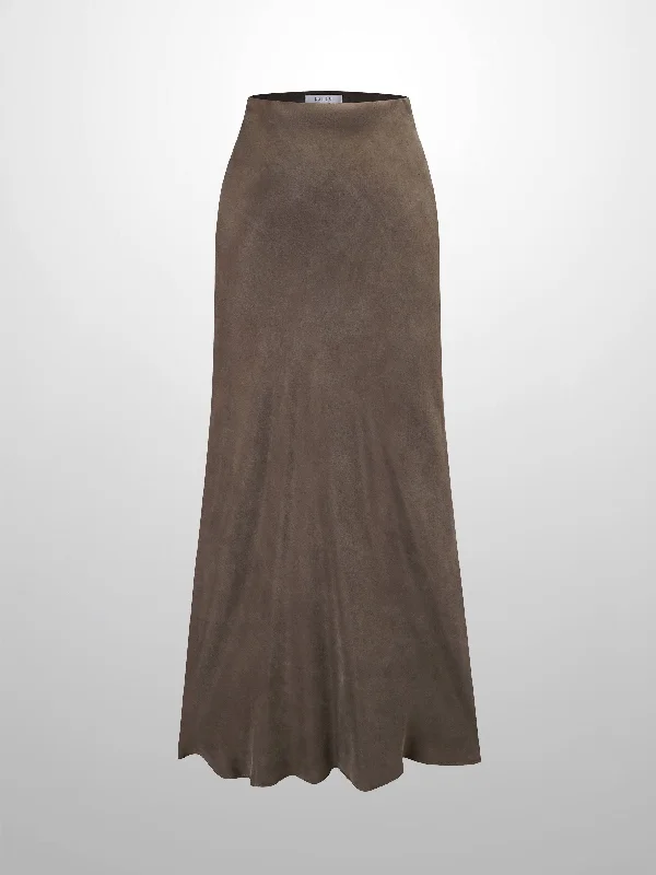 Cupro Slip Skirt-Olive