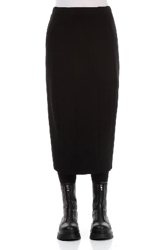 Black Cotton Pencil Skirt