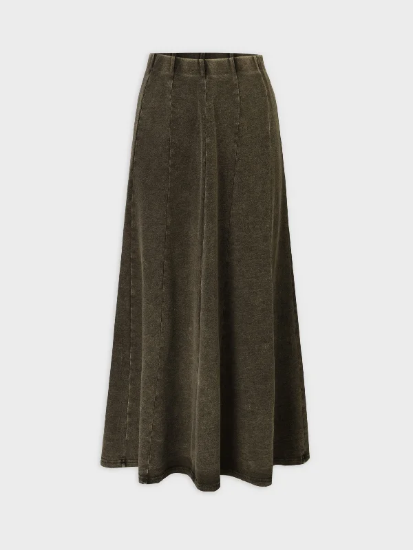 Jersey Paneled Skirt 37"-Washed Olive